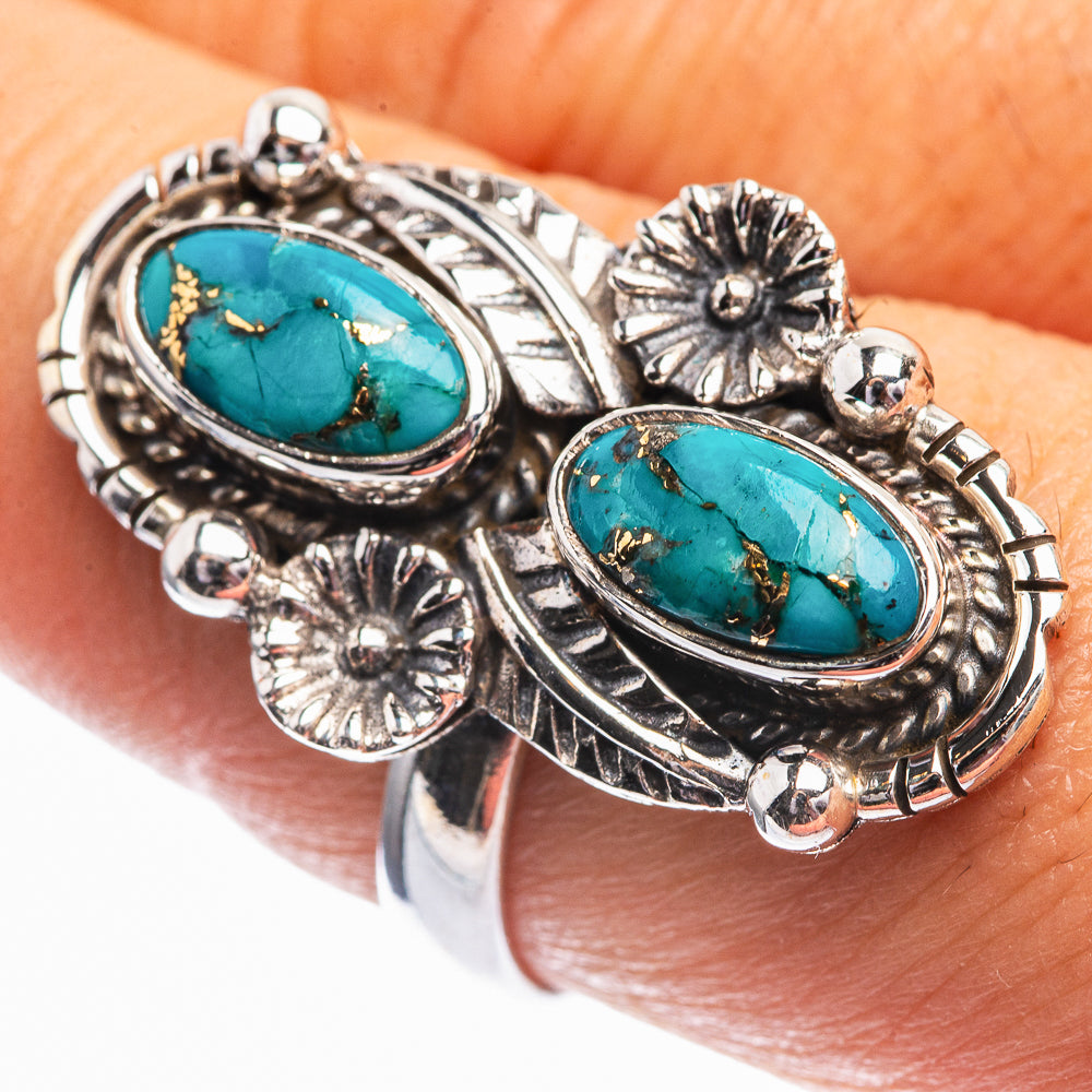 Blue Copper Composite Turquoise Ring Size 8 (925 Sterling Silver) R142027