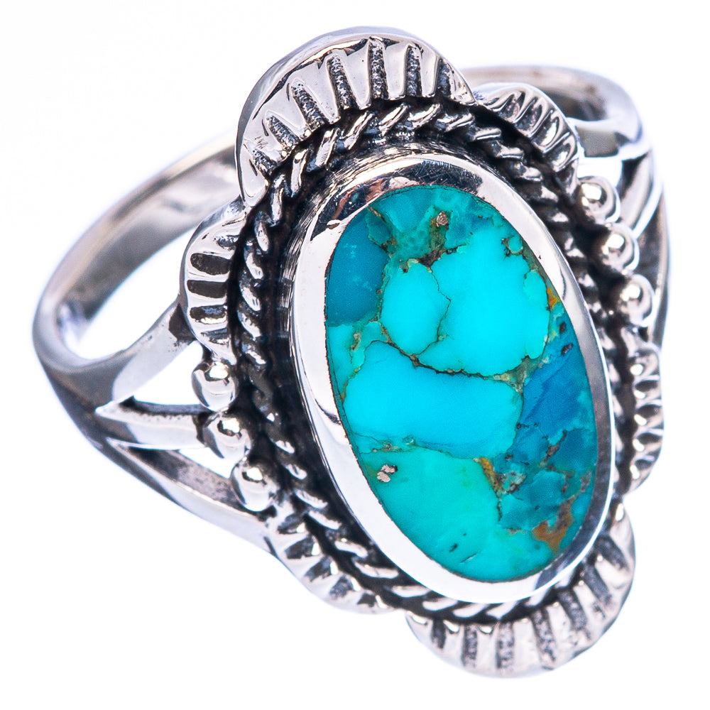 Blue Copper Composite Turquoise Ring Size 7 (925 Sterling Silver) R2495
