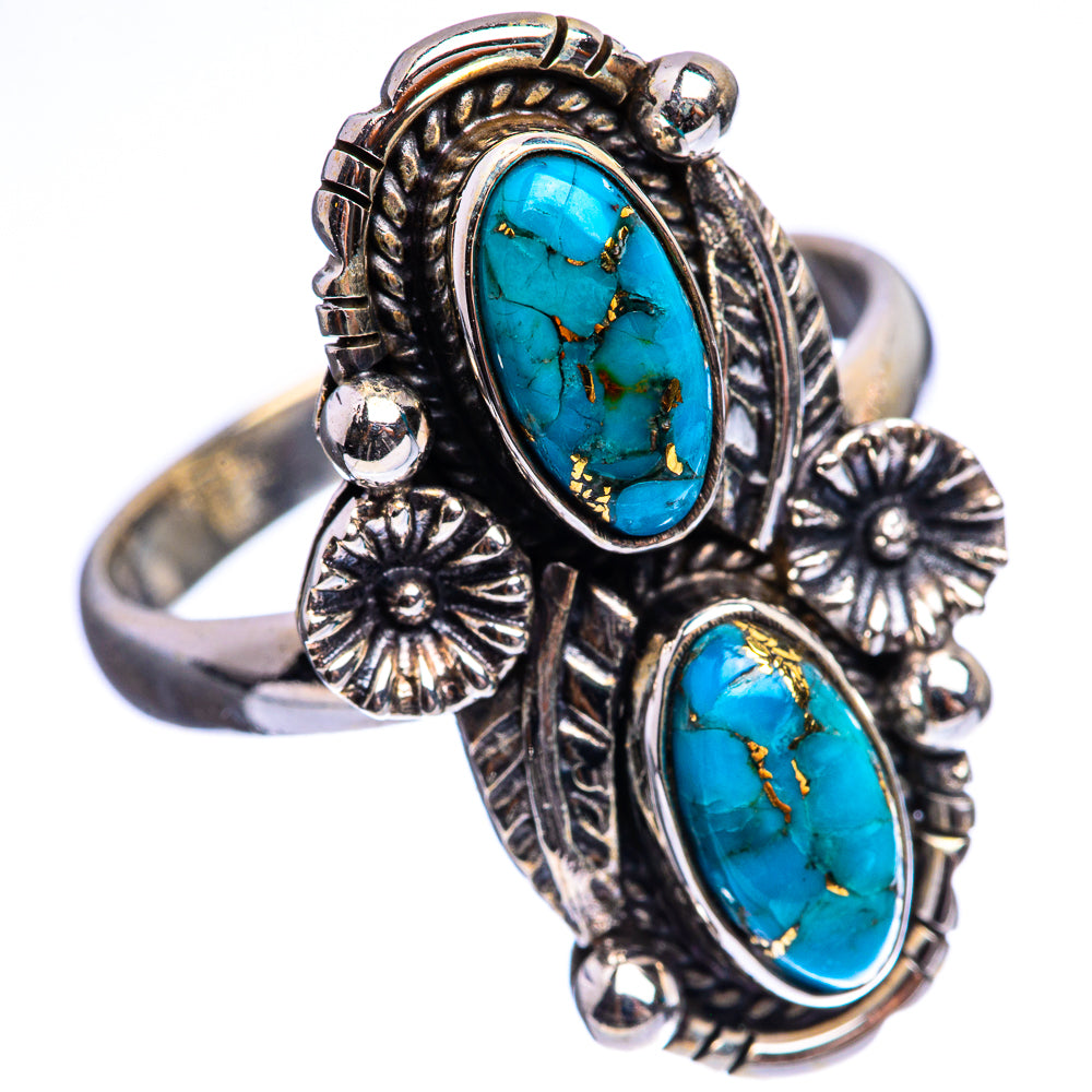 Blue Copper Composite Turquoise Ring Size 10 (925 Sterling Silver) R142987