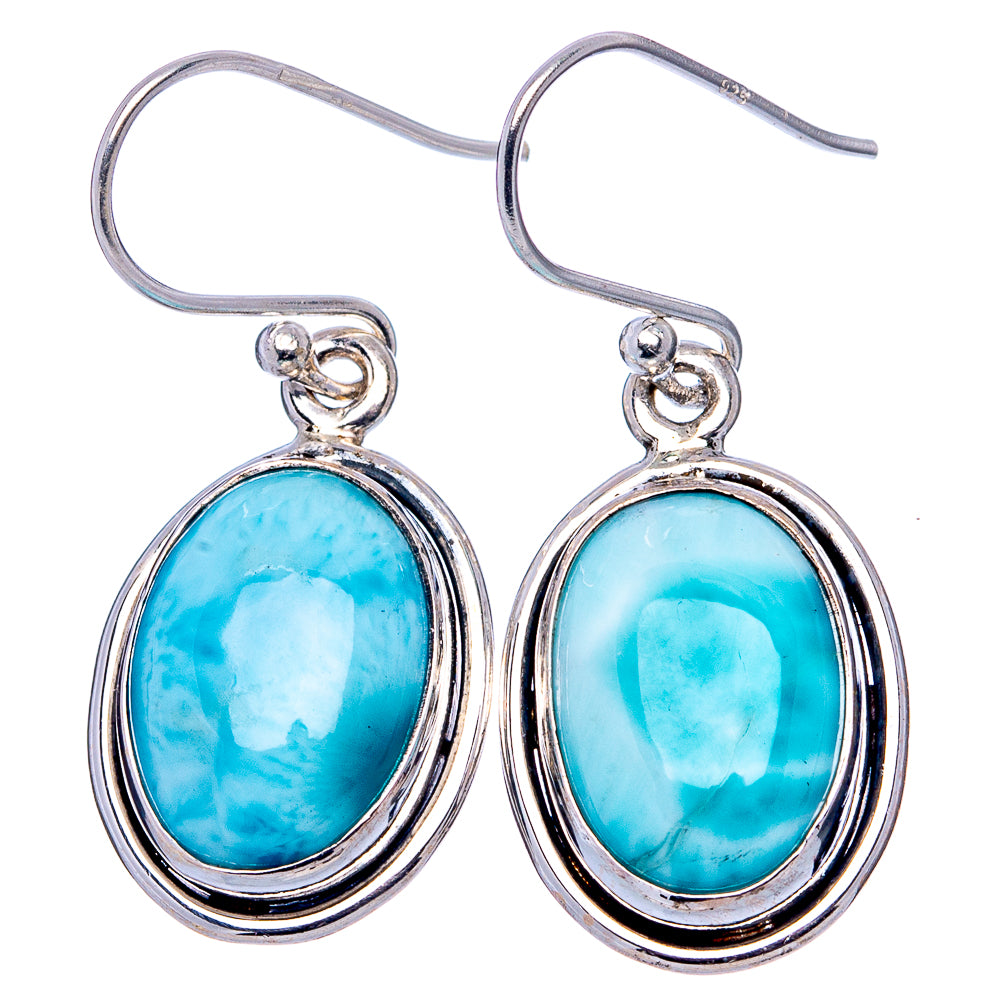 Rare Larimar Earrings 1 1/4" (.925 Sterling Silver)
