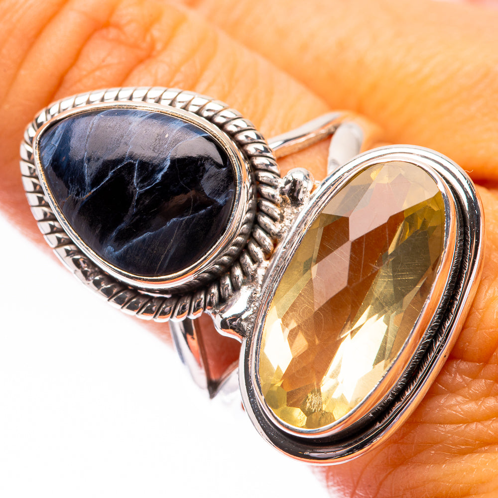 Large Pietersite, Lemon Quartz Ring Size 9.5 (925 Sterling Silver) R140652