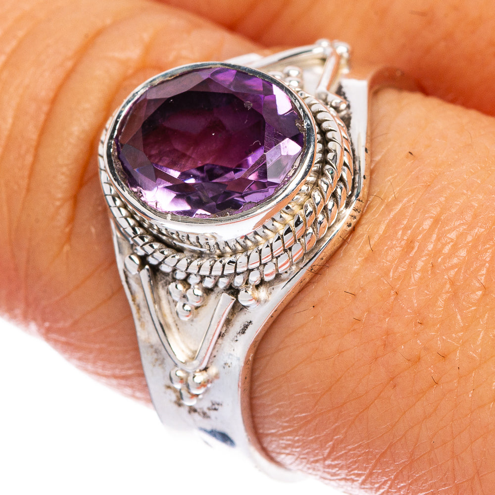 Faceted Amethyst Ring Size 8 (925 Sterling Silver) R1116