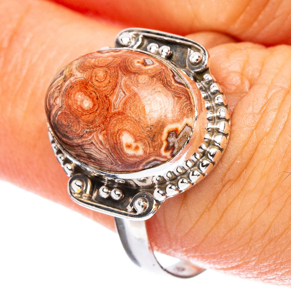 Crazy Lace Agate Ring Size 8 (925 Sterling Silver) R7922