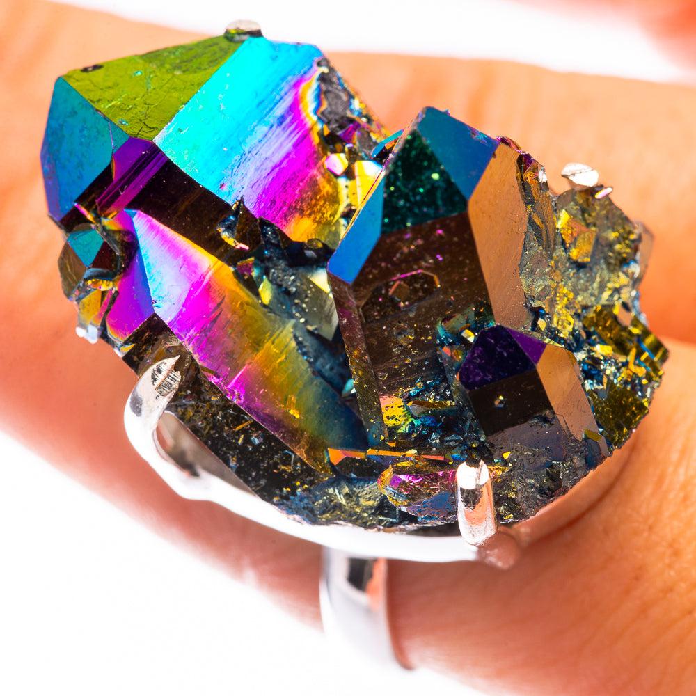 Large Titanium Sunshine Druzy Ring Size 8.5 (925 Sterling Silver) R141433