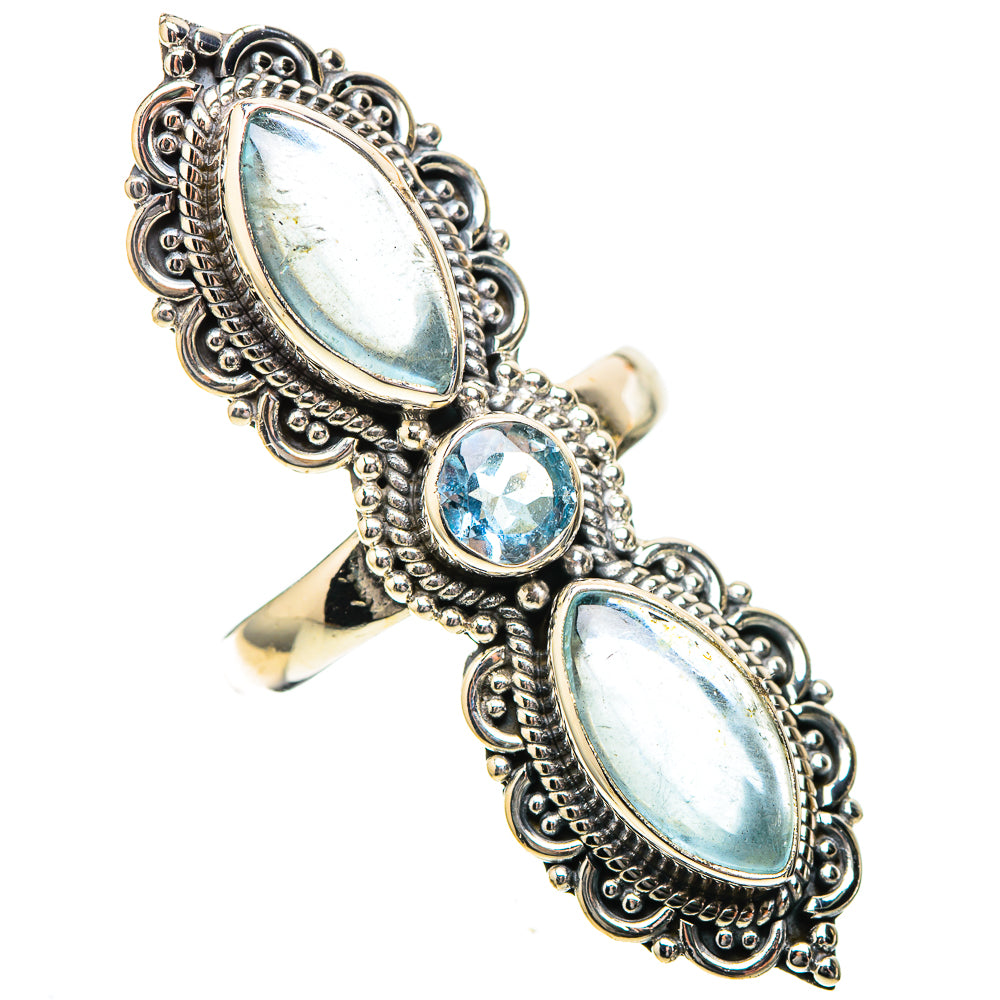 Large Natural Aquamarine, Blue Topaz Ring Size 6.25 (925 Sterling Silver) RING137954