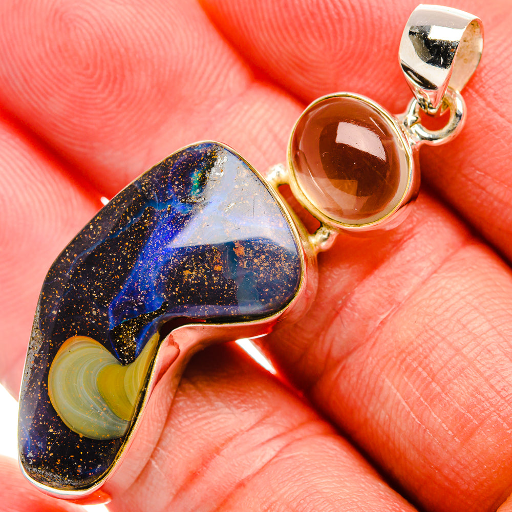 Boulder Opal, Citrine Pendant 2" (925 Sterling Silver) PD37992