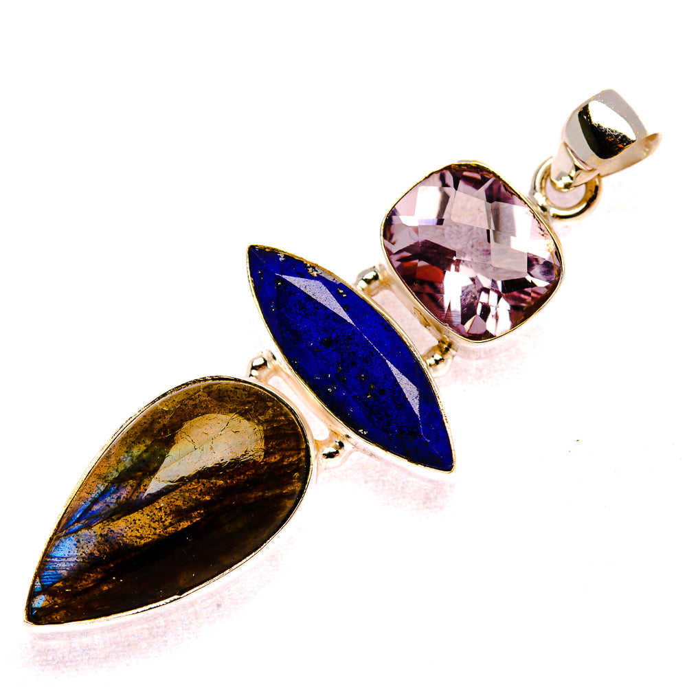 Labradorite, Lapis Lazuli, Kunzite Pendant 2 1/4" (925 Sterling Silver) PD37949