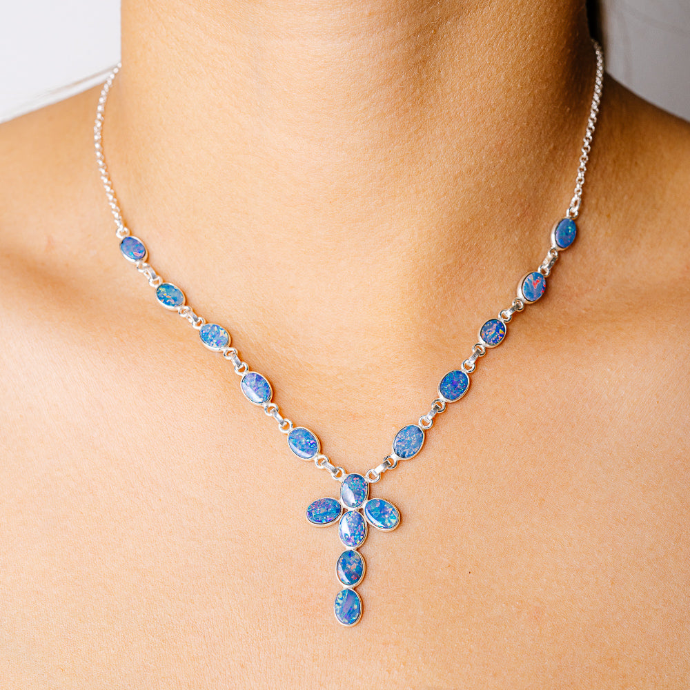 Doublet Opal Necklace 15.75" (925 Sterling Silver) N90244
