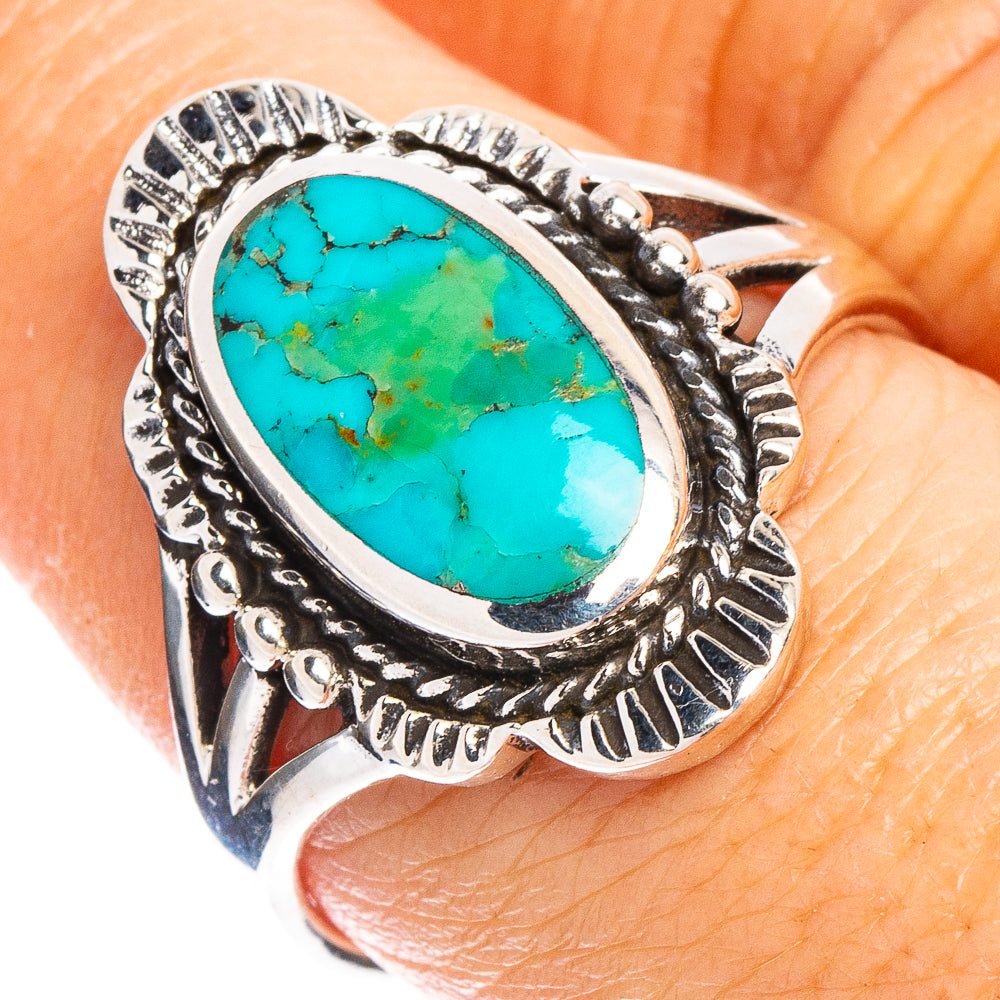 Arizona Turquoise Native Style Ring Size 8.75 (.925 Sterling Silver)