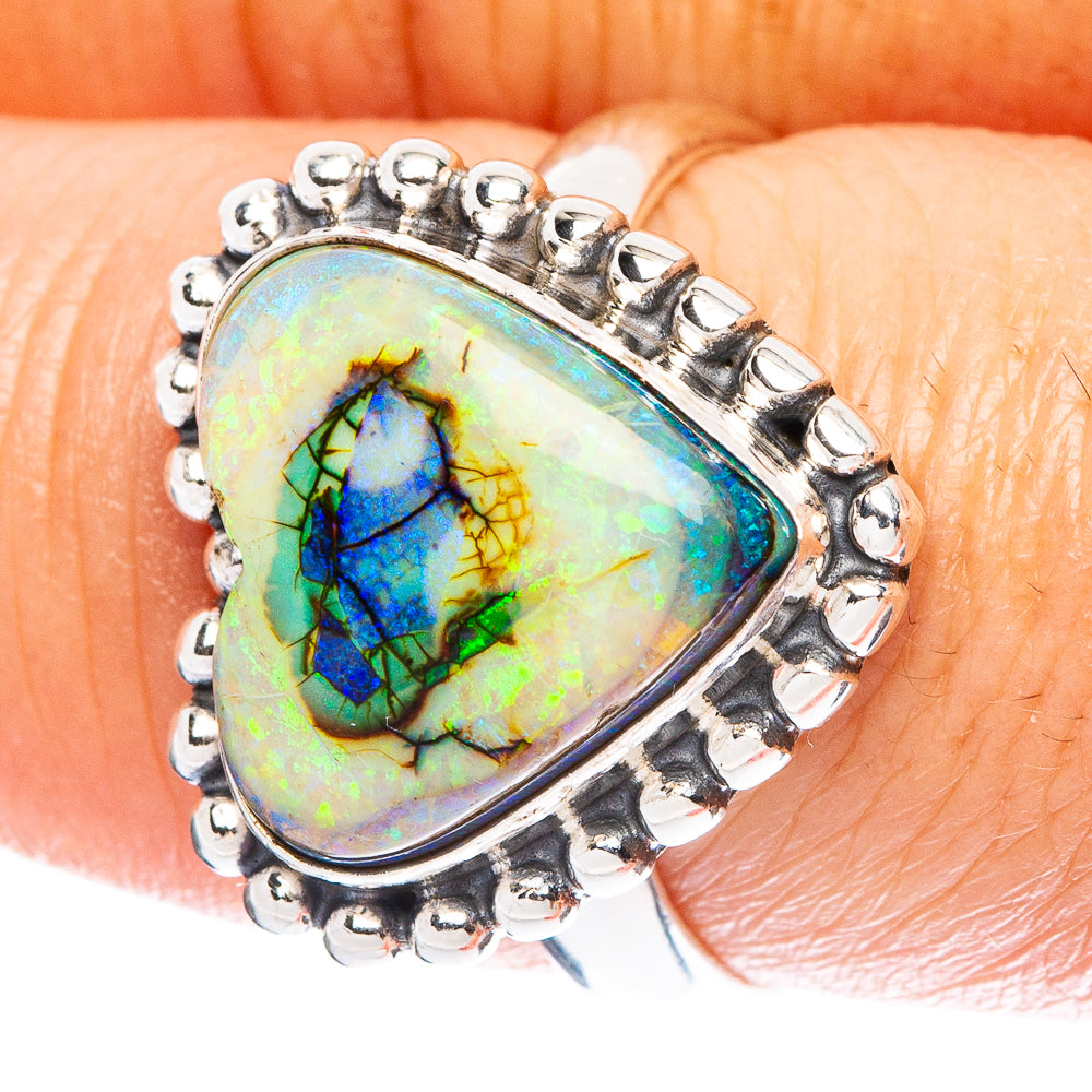 Rare Sterling Opal Heart Ring Size 8 (925 Sterling Silver) R4633