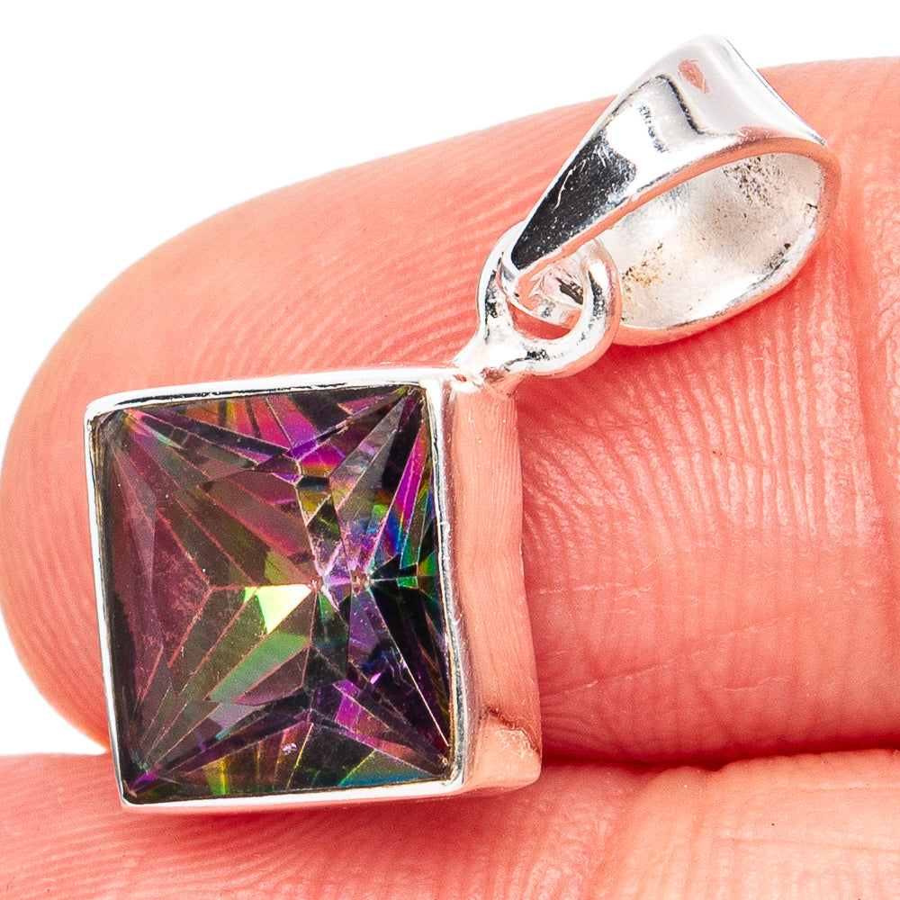 Dainty Mystic Topaz Pendant 7/8" (925 Sterling Silver) P45219