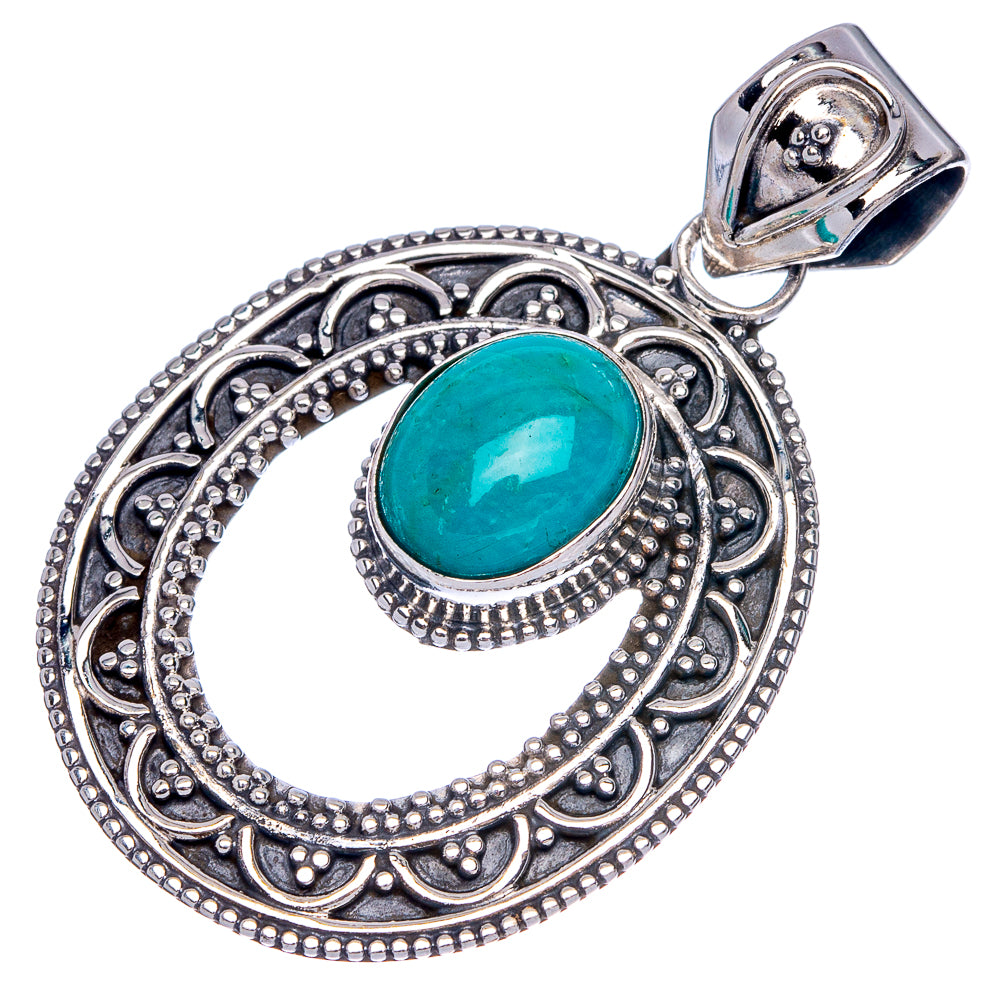 Tibetan Turquoise Pendant 1 5/8" (925 Sterling Silver) P40156