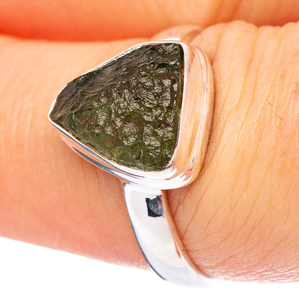 Rare Moldavite Ring Size 7.25 (.925 Sterling Silver)