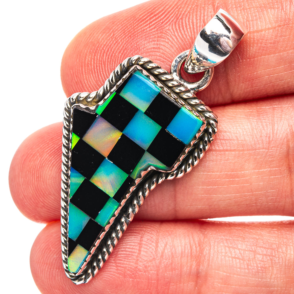 Premium Aura Opal Lightning Bolt Pendant 1 5/8" (.925 Sterling Silver)