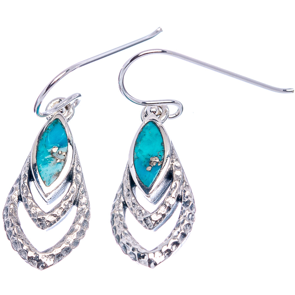 Native Style Mohave Turquoise Earrings 1 1/4" (.925 Sterling Silver)