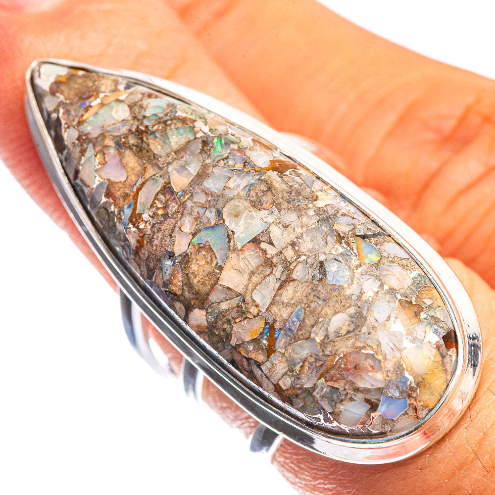 Huge Brecciated Ethiopian Opal 925 Sterling Silver Ring Size 6.75