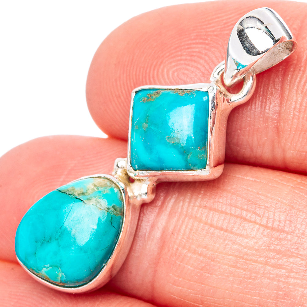 Kingman Turquoise Pendant 1 3/8" (925 Sterling Silver) P42757