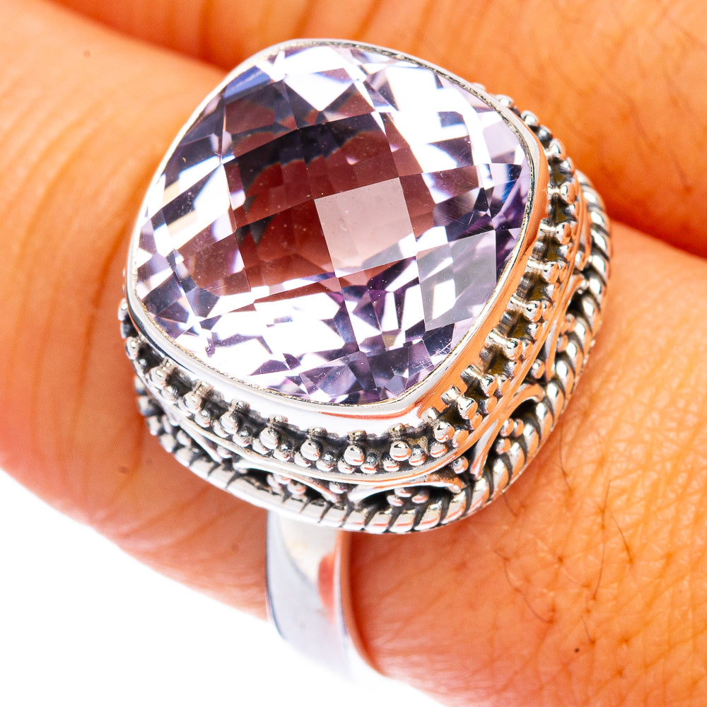 Faceted Pink Amethyst Ring Size 8.75 (925 Sterling Silver) R144457