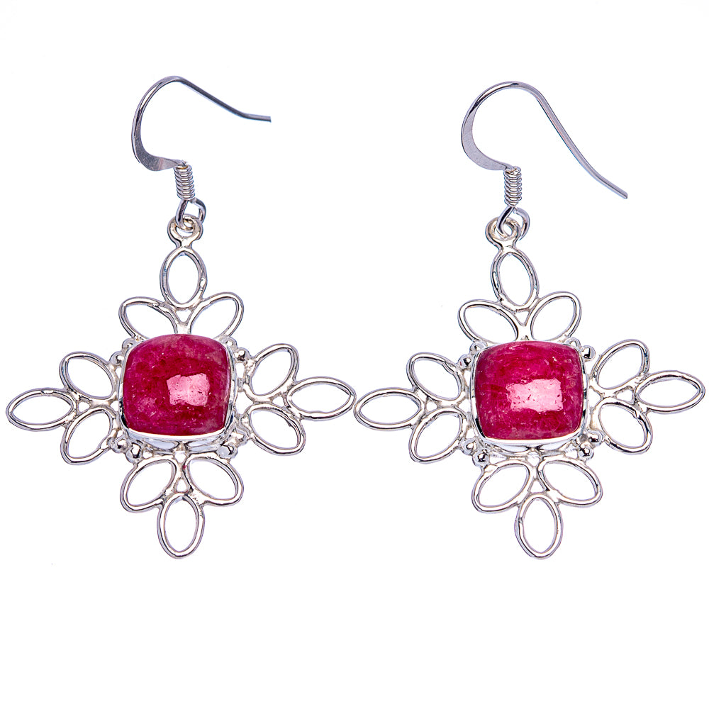 Premium Thulite  Earrings 1 7/8" (.925 Sterling Silver)