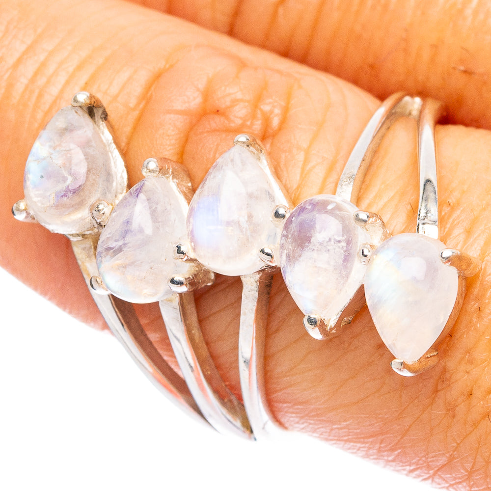 Rainbow Moonstone Ring Size 8.5 (925 Sterling Silver) R4746