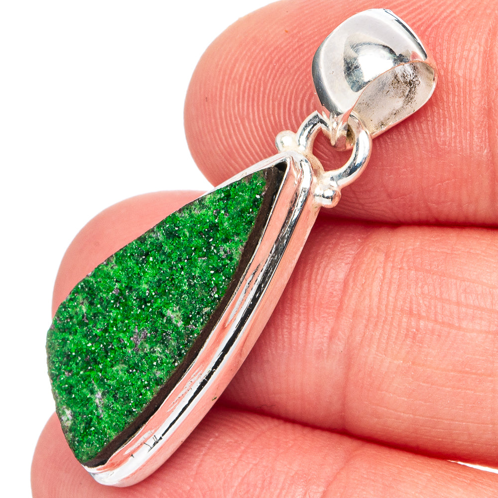 Rare Uvarovite Garnet Pendant 1 3/8" (.925 Sterling Silver)