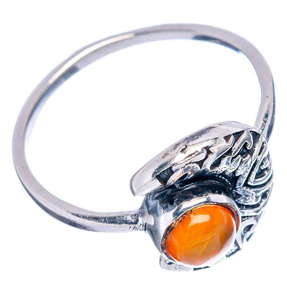 Carnelian Moon Dainty Ring Size 6.75 (.925 Sterling Silver)