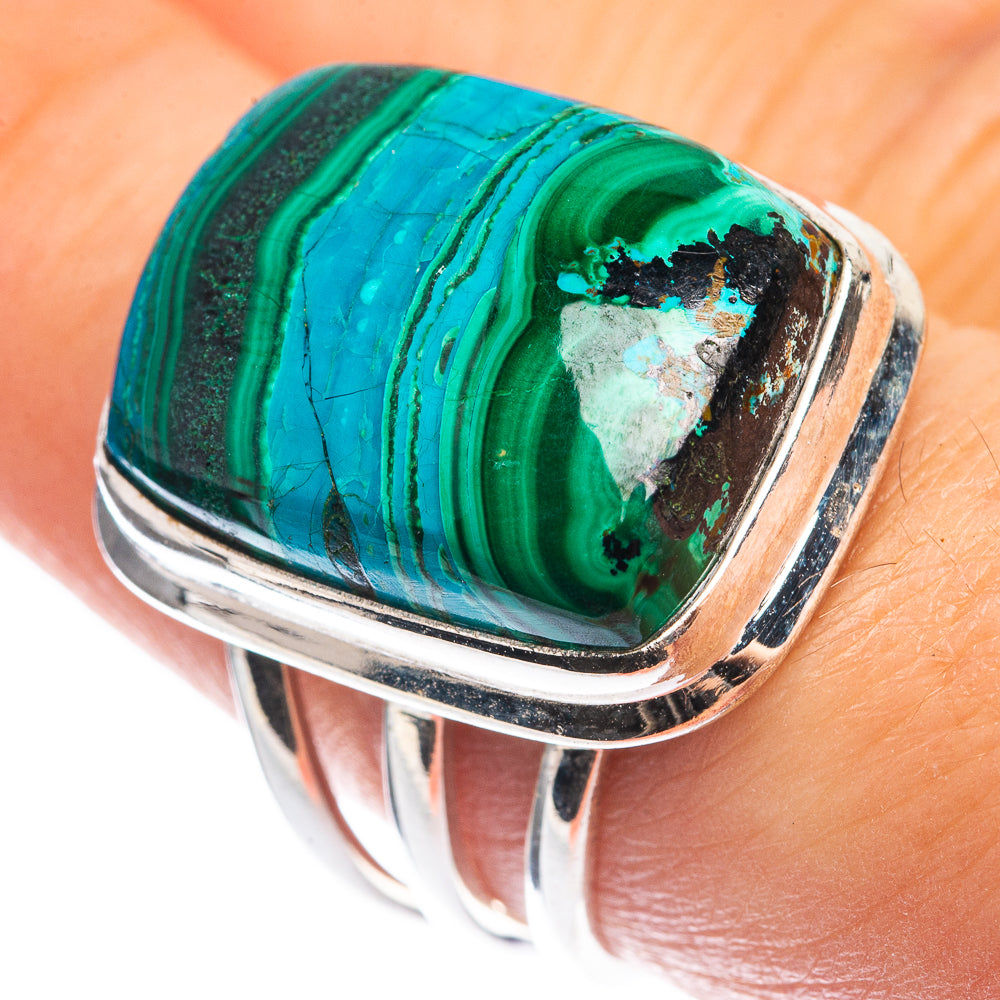 Malachite In Chrysocolla Ring Size 7.75 (925 Sterling Silver) RING143258
