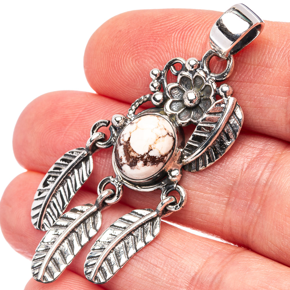Wild Horse Jasper Native Style Pendant 2" (.925 Sterling Silver)