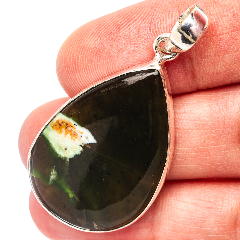 Chrome Chalcedony Pendant 1 3/4" (.925 Sterling Silver)