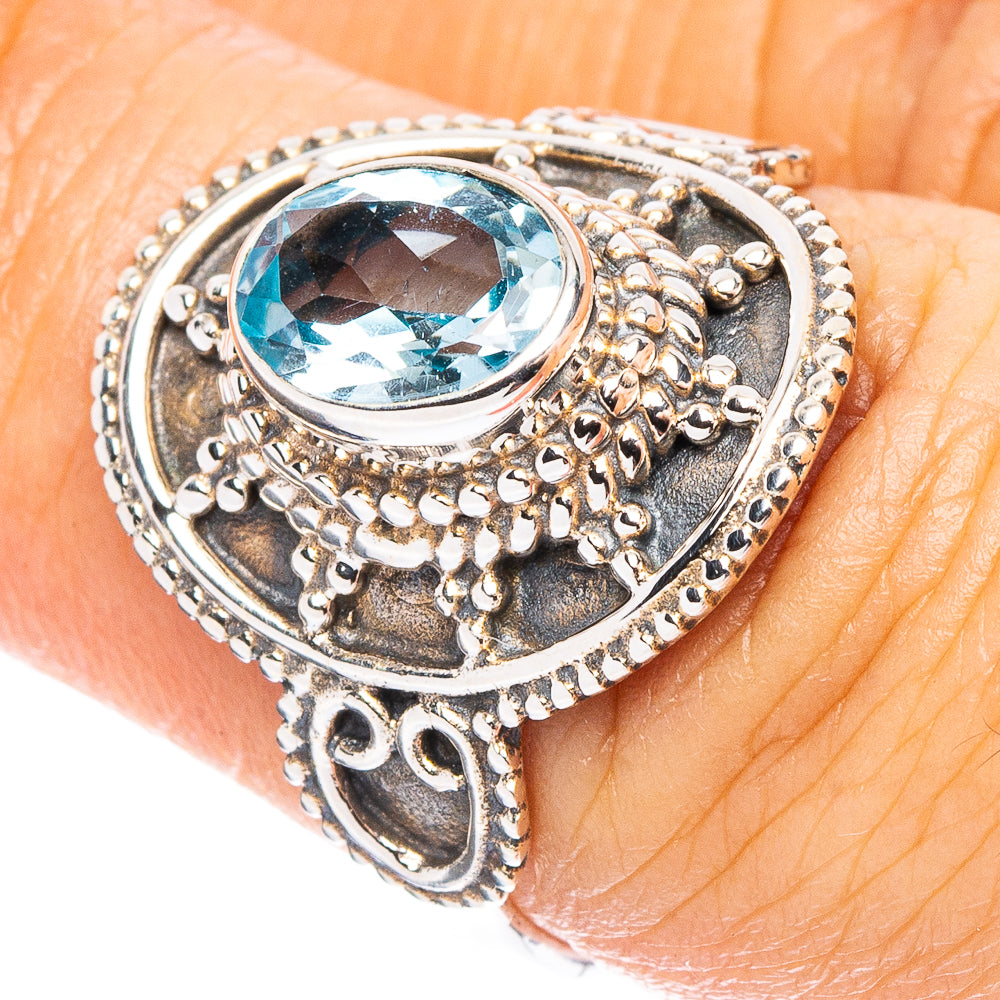 Blue Topaz Ring Size 7 (925 Sterling Silver) R7958