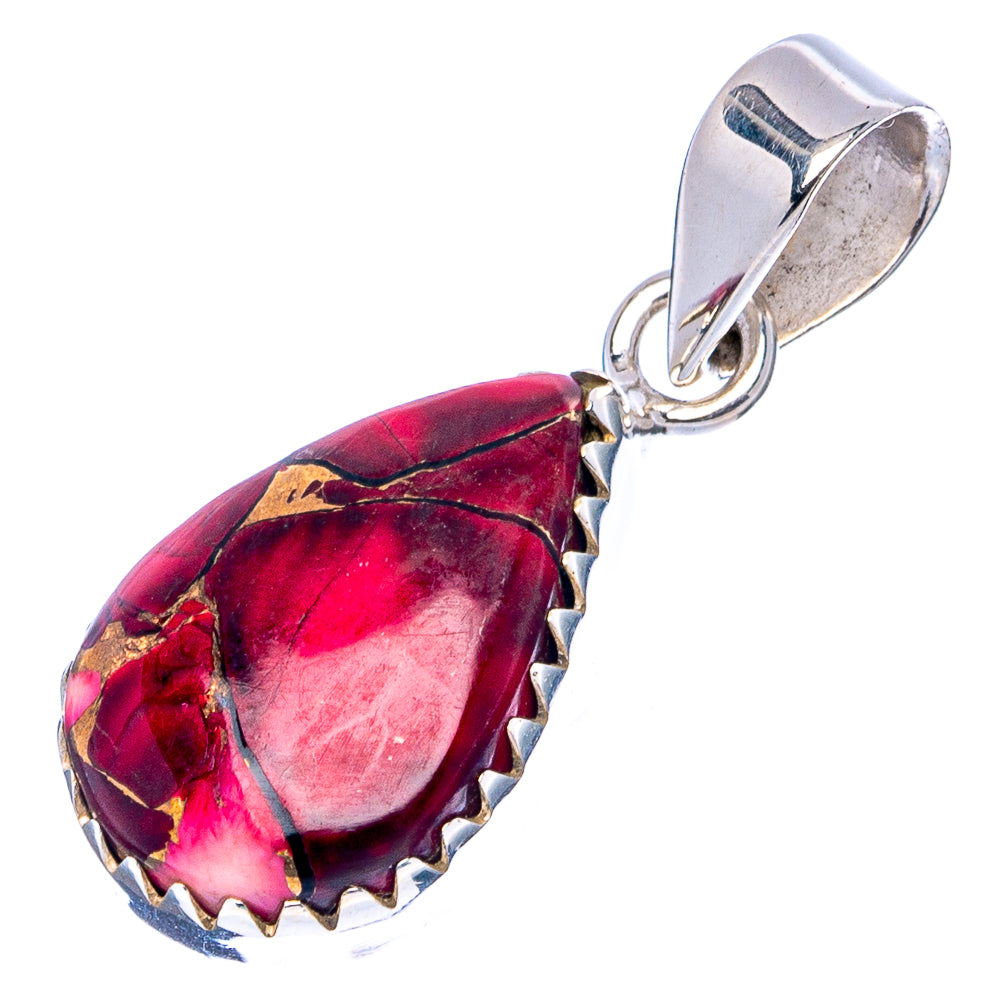 Red Dahlia Mohave Turquoise Pendant 1 1/8" (.925 Sterling Silver)