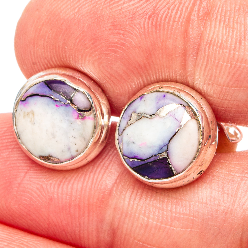 Purple Dahlia Mohave Turquoise Earrings 3/8" (.925 Sterling Silver)