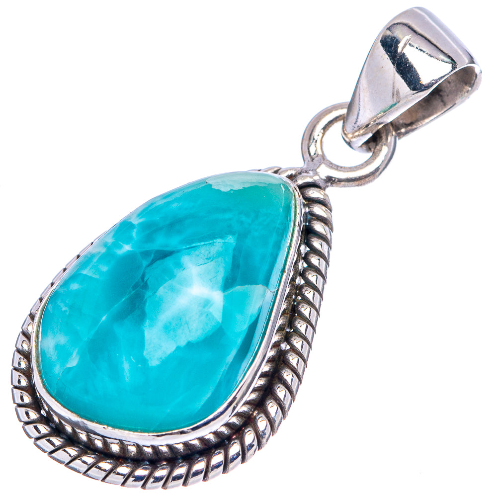 Rare Larimar Pendant 1 1/4" (.925 Sterling Silver)