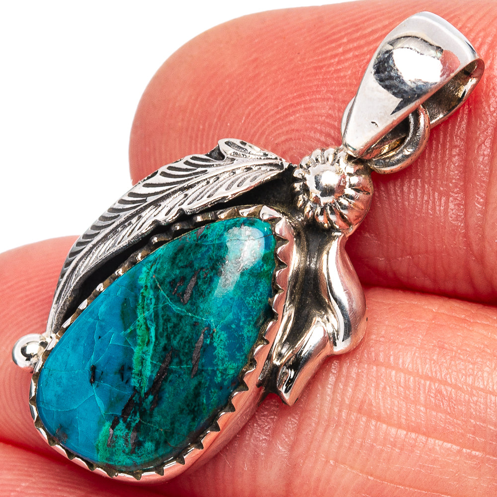 Chrysocolla Pendant 1 1/4" (.925 Sterling Silver)