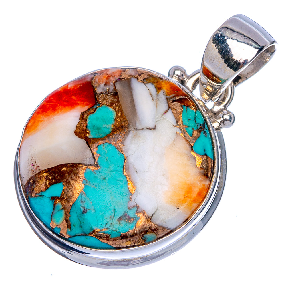 Spiny Oyster Turquoise Pendant 1 1/4" (925 Sterling Silver) P40386