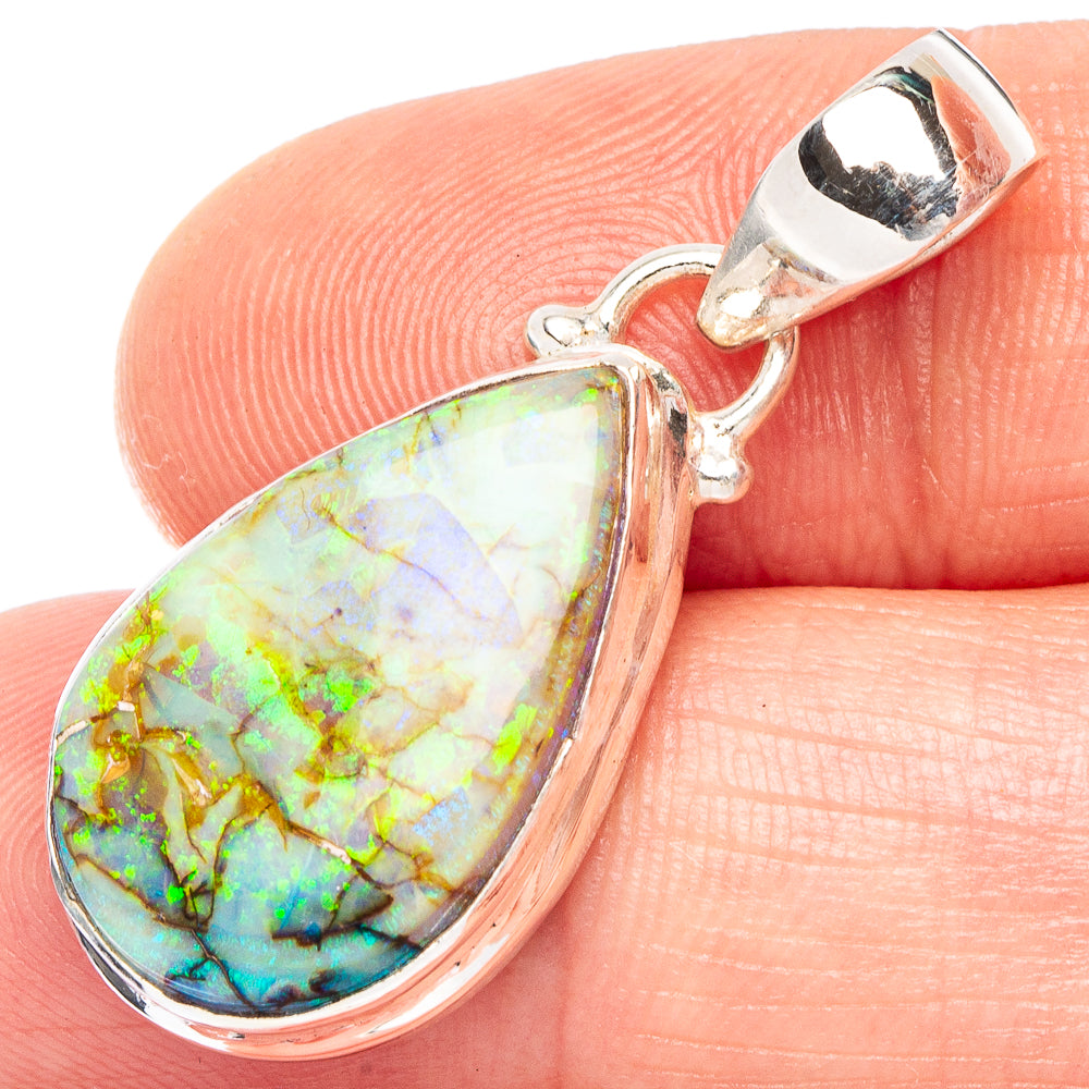 Rare Sterling Opal Pendant 1 3/8" (925 Sterling Silver) P43859