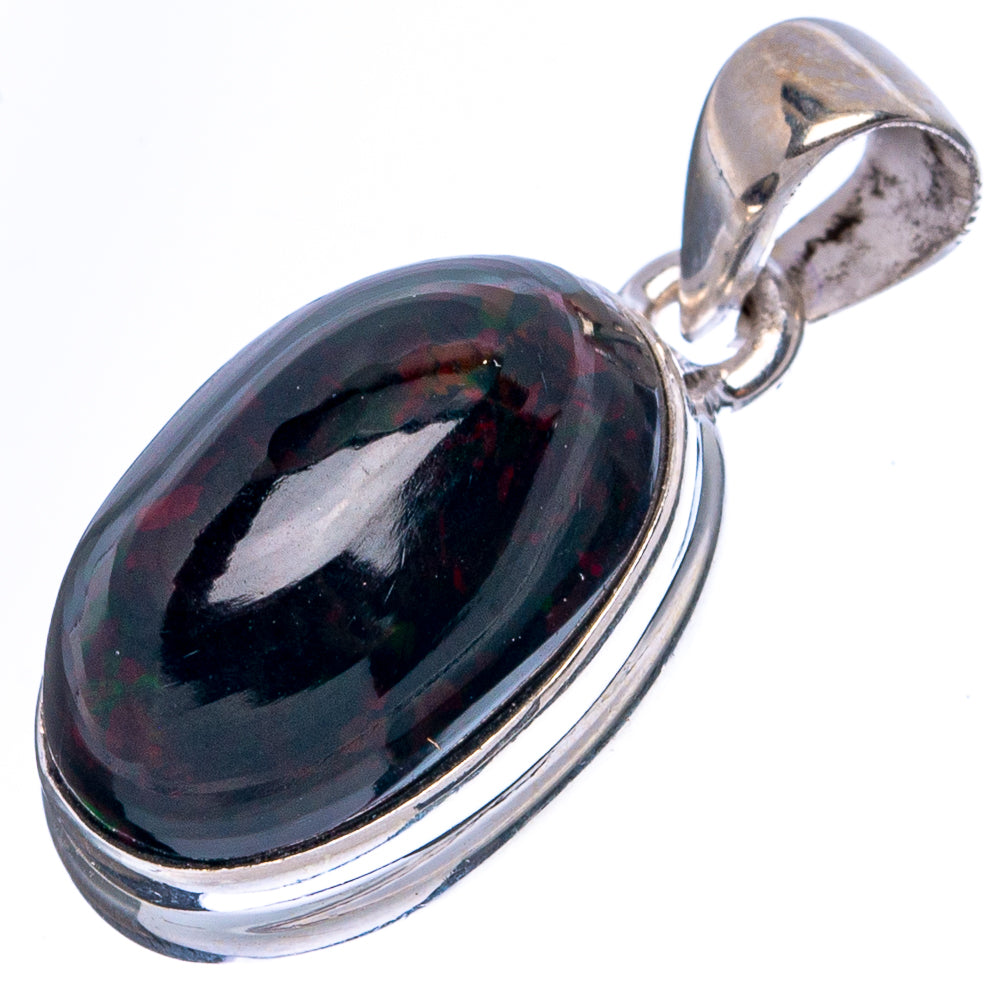 Large Rare Black Opal Pendant 1 1/8" (925 Sterling Silver) P43454