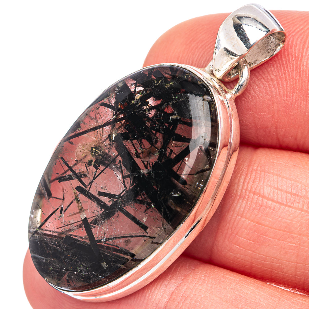 Tourmalated Quartz Pendant 1 5/8" (.925 Sterling Silver)