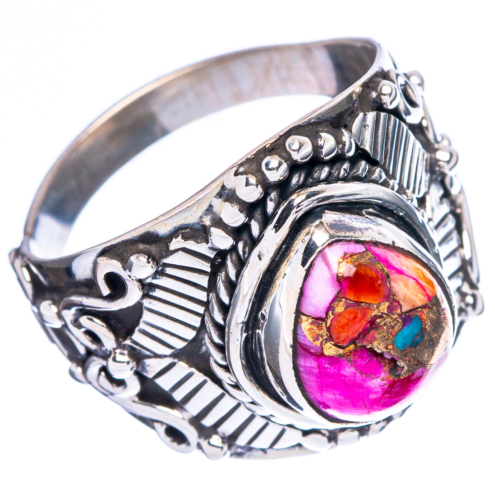 Kingman Pink Dahlia Turquoise Ring Size 7.25 (925 Sterling Silver) R4654