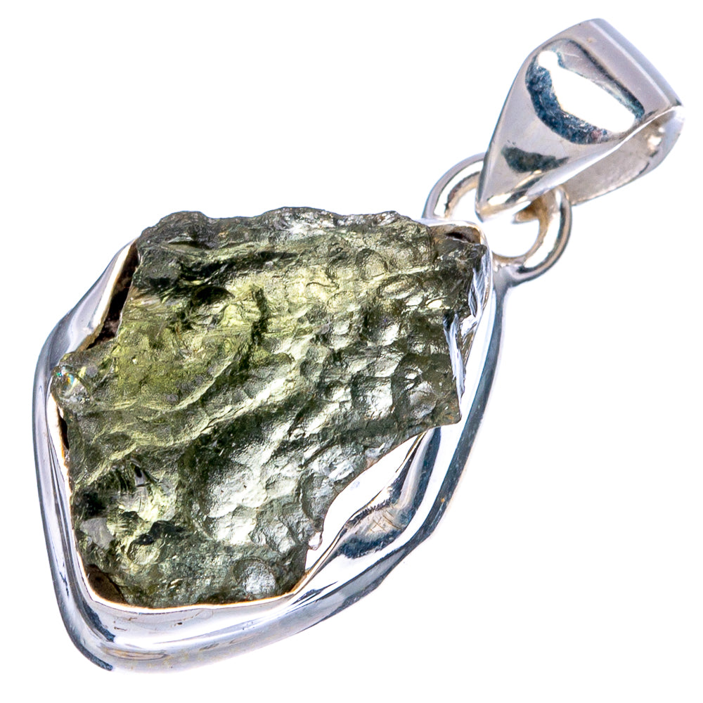Rare Moldavite Pendant 1 1/8" (925 Sterling Silver) P43520