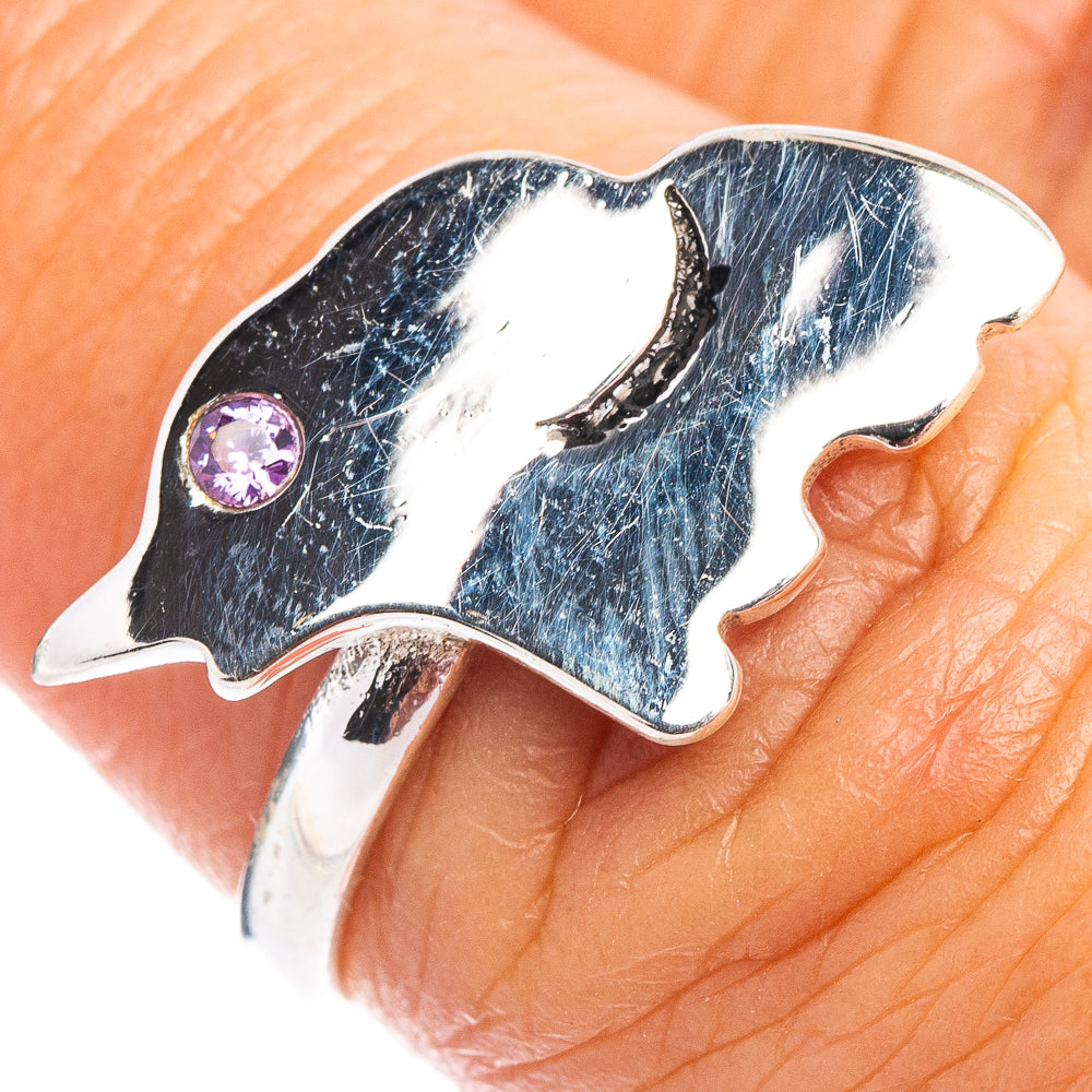 Amethyst Elephant Dainty Ring Size 6.75 (.925 Sterling Silver)