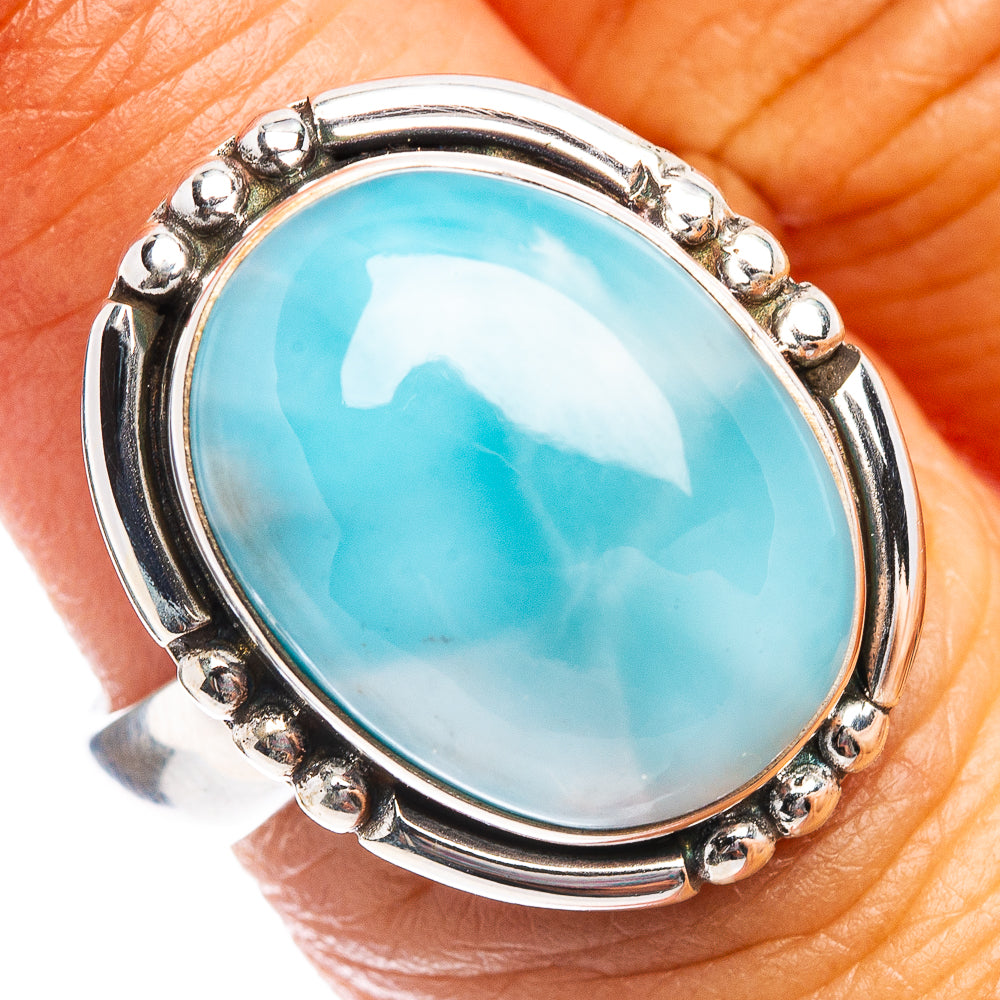 Premium Rare Larimar Ring Size 6.75 (.925 Sterling Silver)