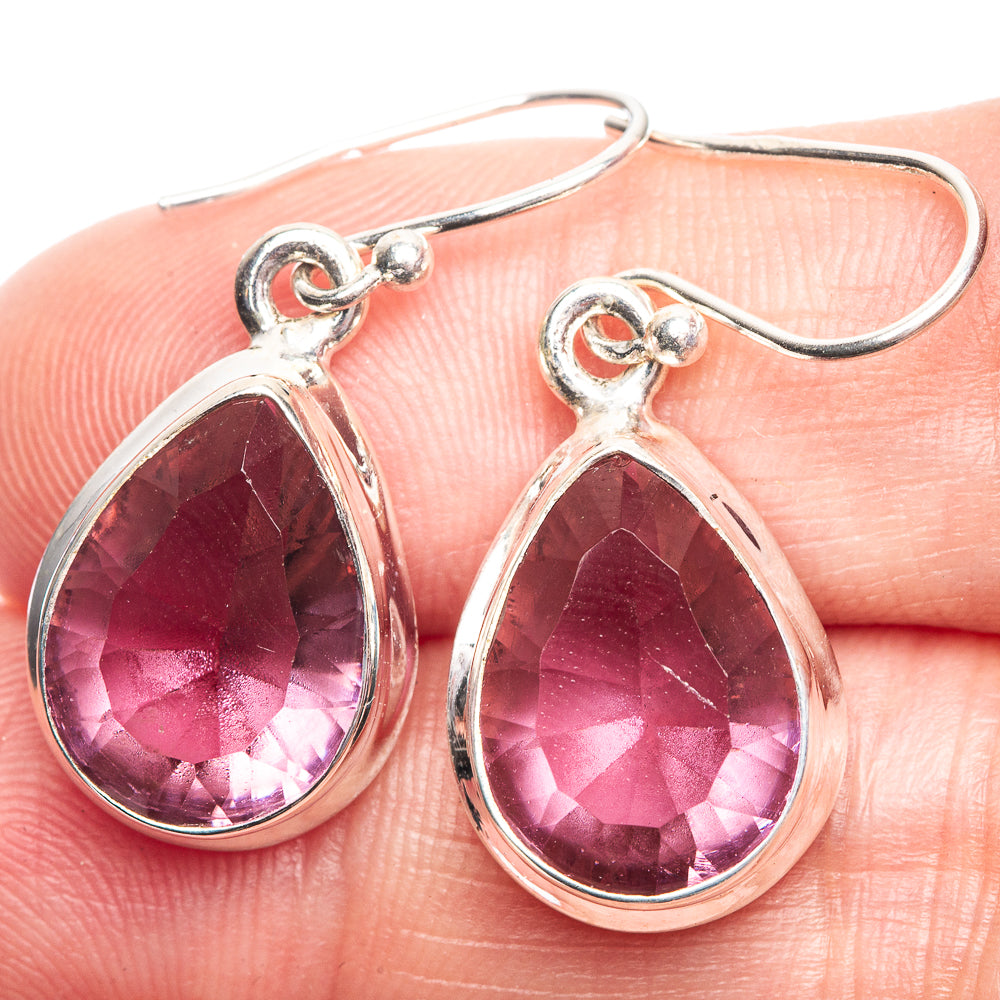 Faceted Color Change Alexandrite (Lab.) Earrings 1 1/4" (925 Sterling Silver) E432539
