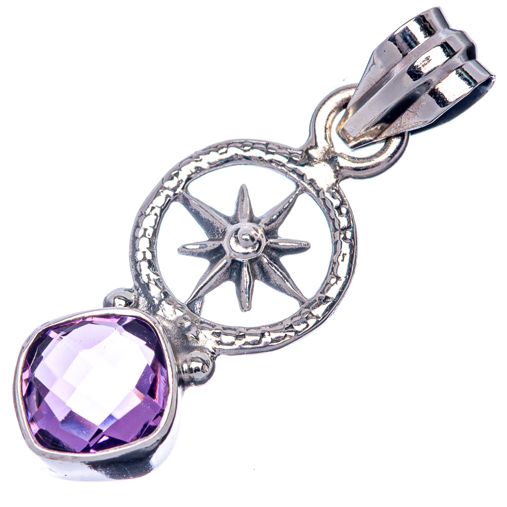 Faceted Amethyst Dainty Pendant 1 1/4" (925 Sterling Silver) P39910