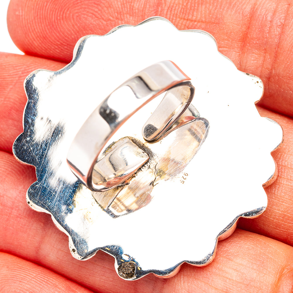 Exclusive Native Style Kingman Turquoise, Mixed Turquoise Ring Size 8 Adjustable (.925 Sterling Silver)
