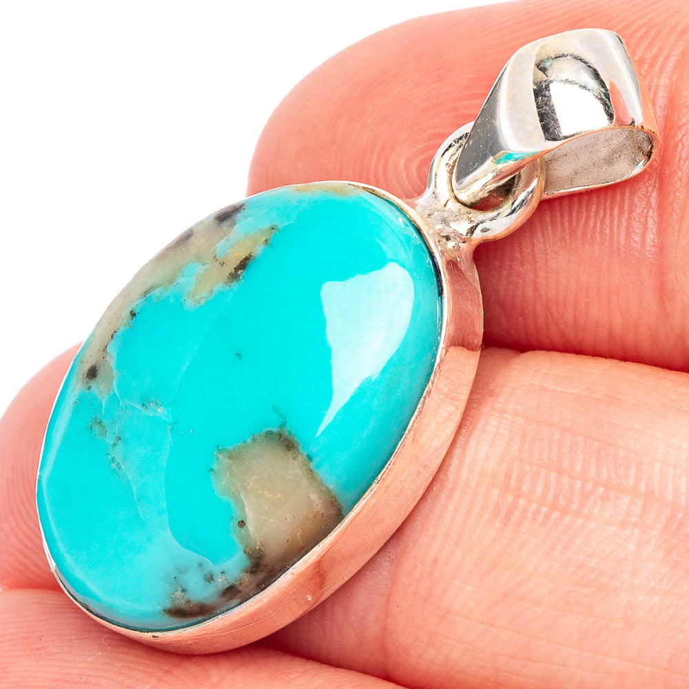 Rare Kingman Turquoise Pendant 1 1/4" (925 Sterling Silver) P44709