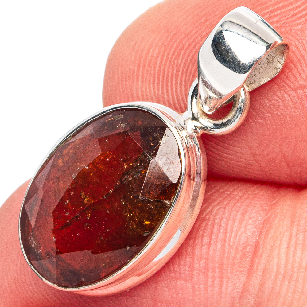 Rare Hessonite Garnet Pendant 1" (.925 Sterling Silver)