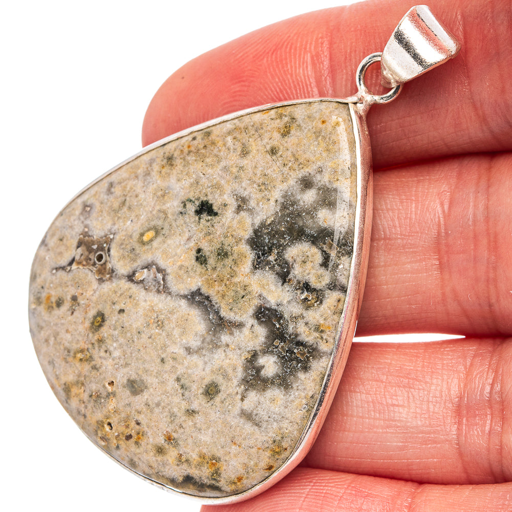 Ocean Jasper Pendant 2 1/8" (Silver Plated)