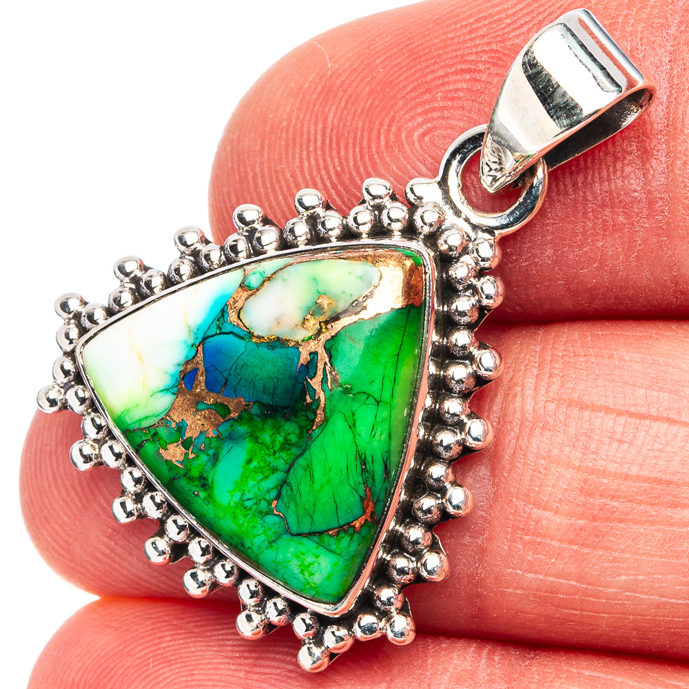 Green Dahlia Mohave Turquoise Pendant 1 1/4" (.925 Sterling Silver)