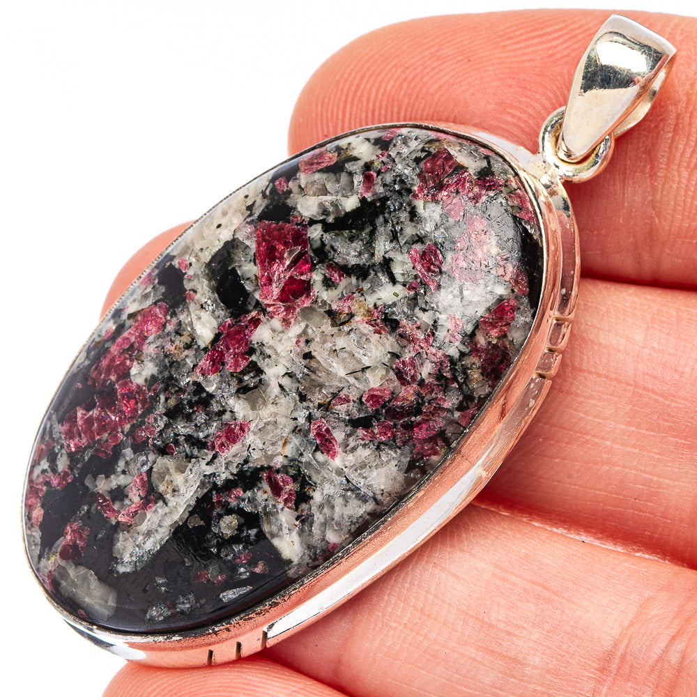 Large Russian Eudialyte 925 Sterling Silver Pendant 1 7/8" (925 Sterling Silver) P43603